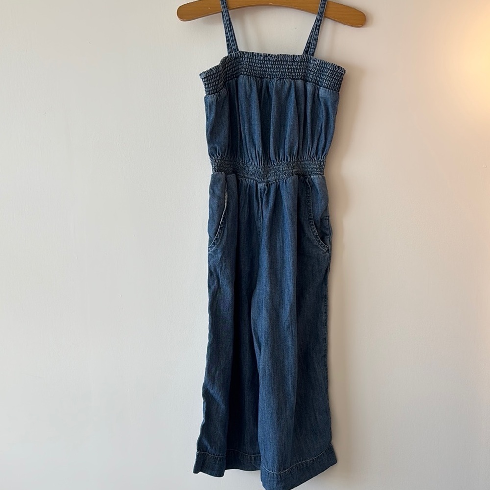 GAP Blue Denim One Piece Jumpsuit with Spaghetti Straps